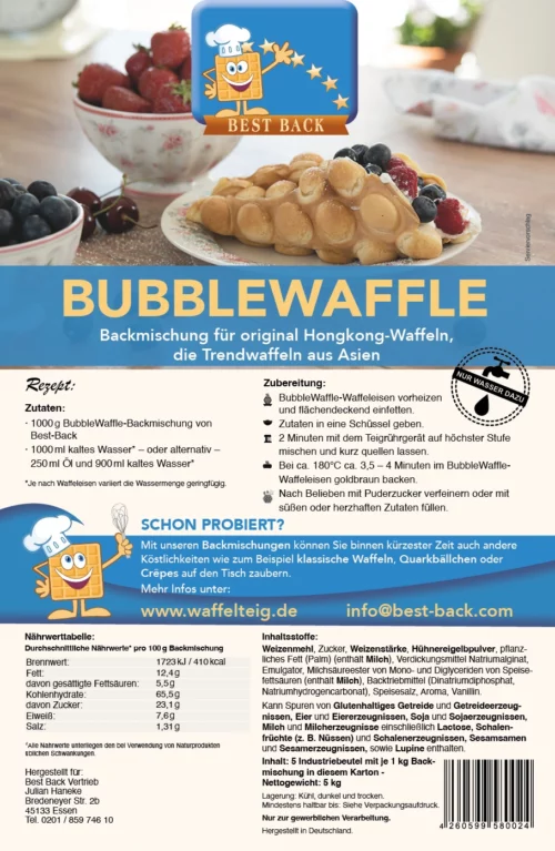 Label Bubblewaffle - Best-Back Vertrieb - einfach, schnell & vielfältig