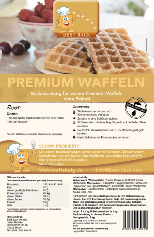 Label Premium-Waffeln - Best-Back Vertrieb - einfach, schnell & vielfältig