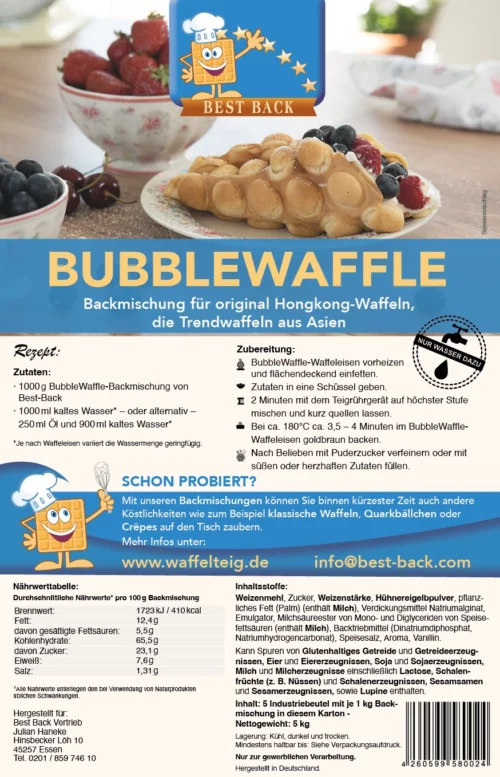Label Bubblewaffle - Best-Back Vertrieb - einfach, schnell & vielfältig